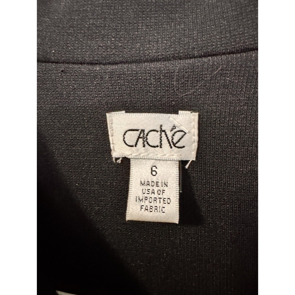 Vintage Cache Women's Black Moto Style Sheath Dress Asymmetrical Zipper Sz 6 Y2K - Picture 6 of 7